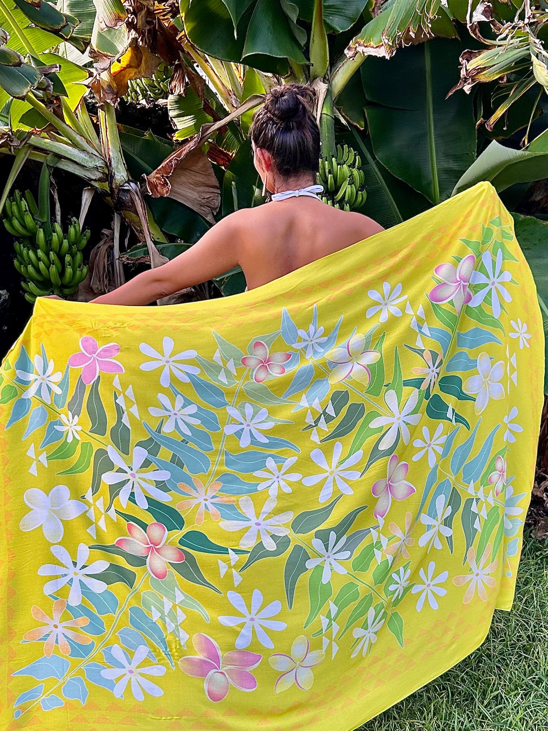 ECO PAREO - TROPICAL GARDEN LILIKOI - FULL SIZE – Plumeria Sun