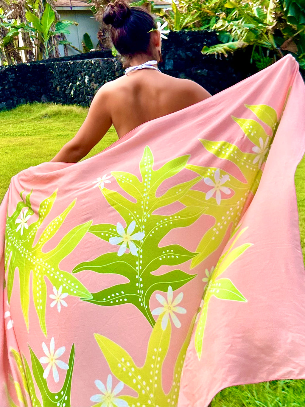 ECO PAREO - TIARE FERN Peach -  FULL LIGHT SIZE