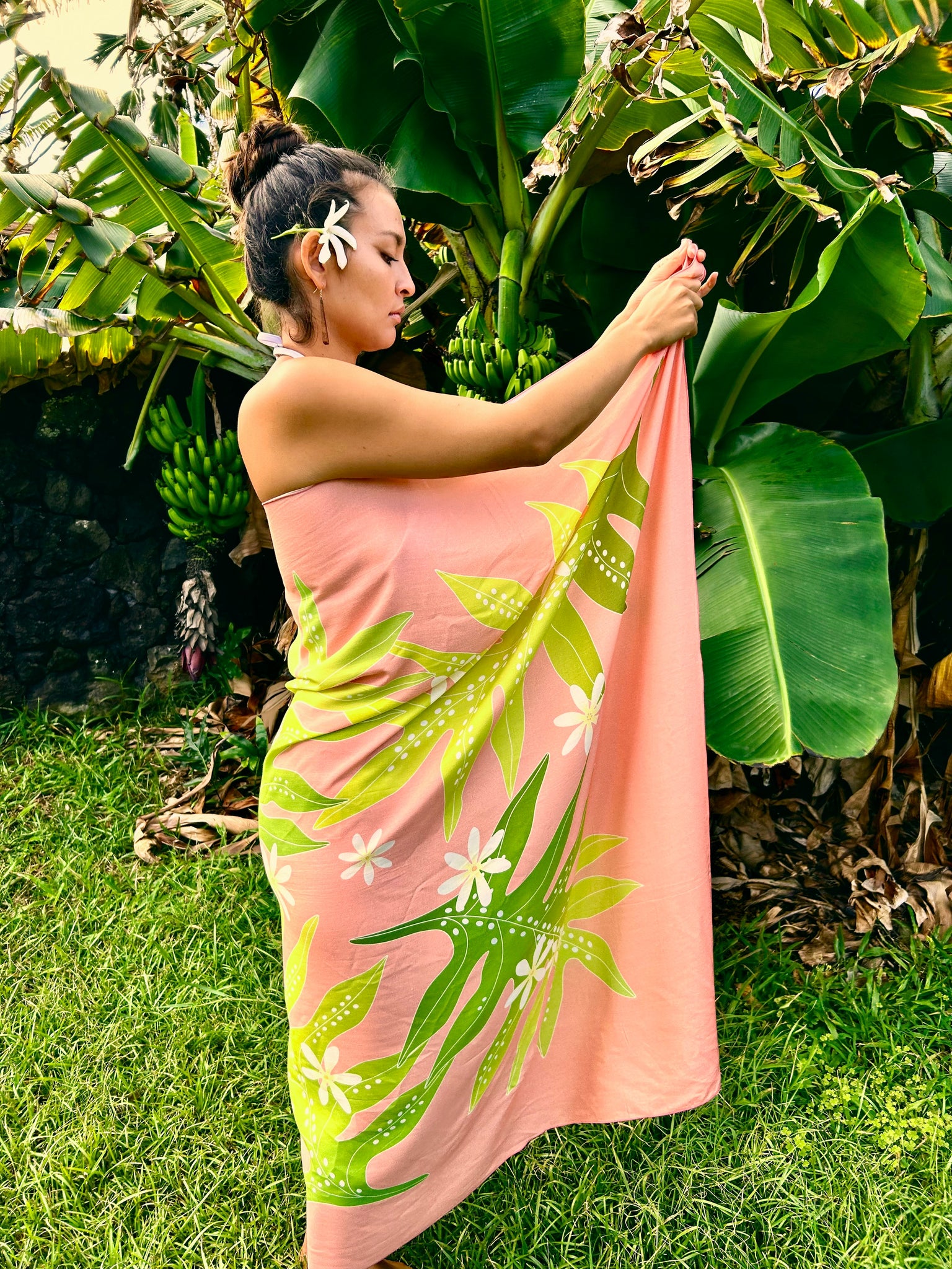 ECO PAREO - TIARE FERN Peach -  FULL LIGHT SIZE