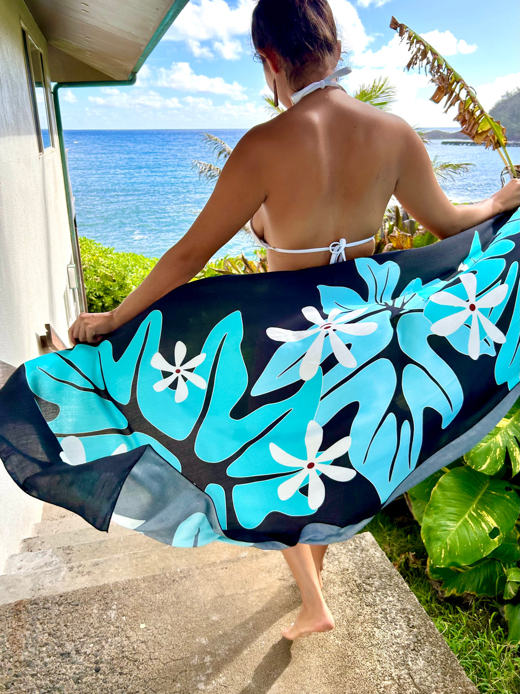 ECO PAREO - TIARE Black & Blue - HALF SIZE