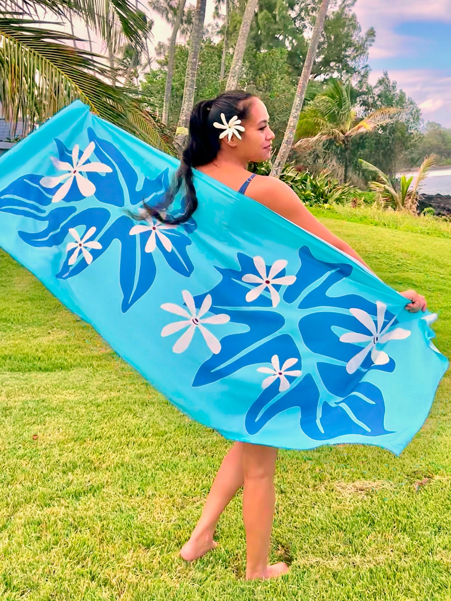 ECO PAREO - TIARE Lagoon Blue - HALF SIZE
