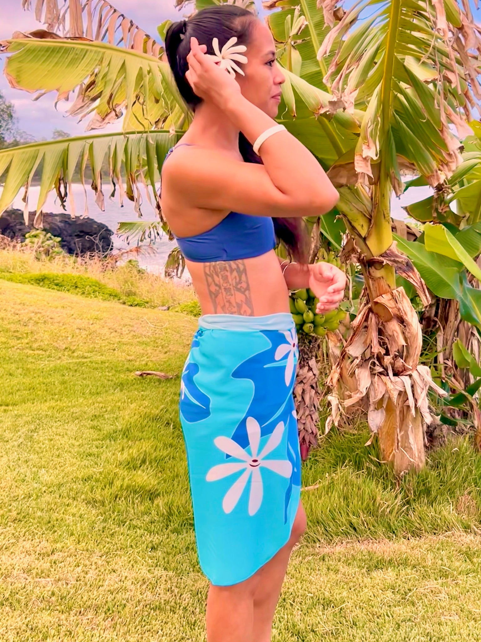 ECO PAREO - TIARE Lagoon Blue - HALF SIZE