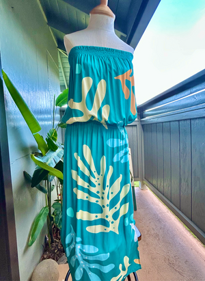 Kukui Teal Long Summer Dress