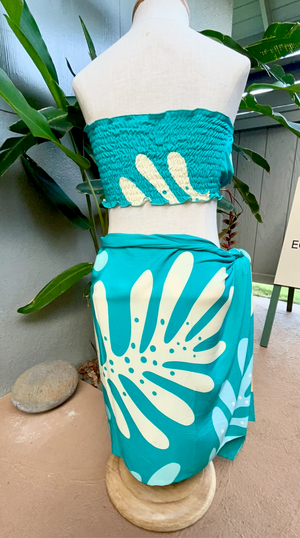 Kukui Nuts Teal BEACH BRA Top