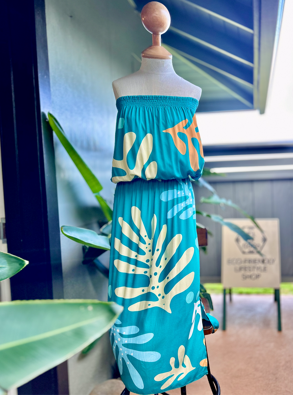 Kukui Teal Long Summer Dress