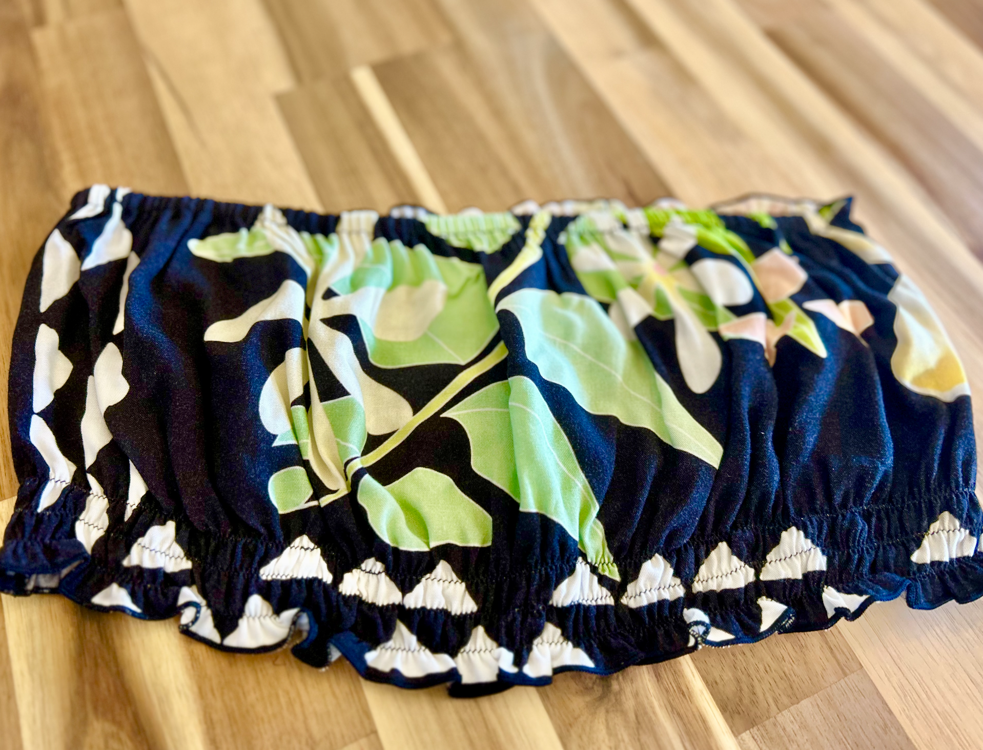 Lauhala Garden Black Tropical BEACH BRA Top