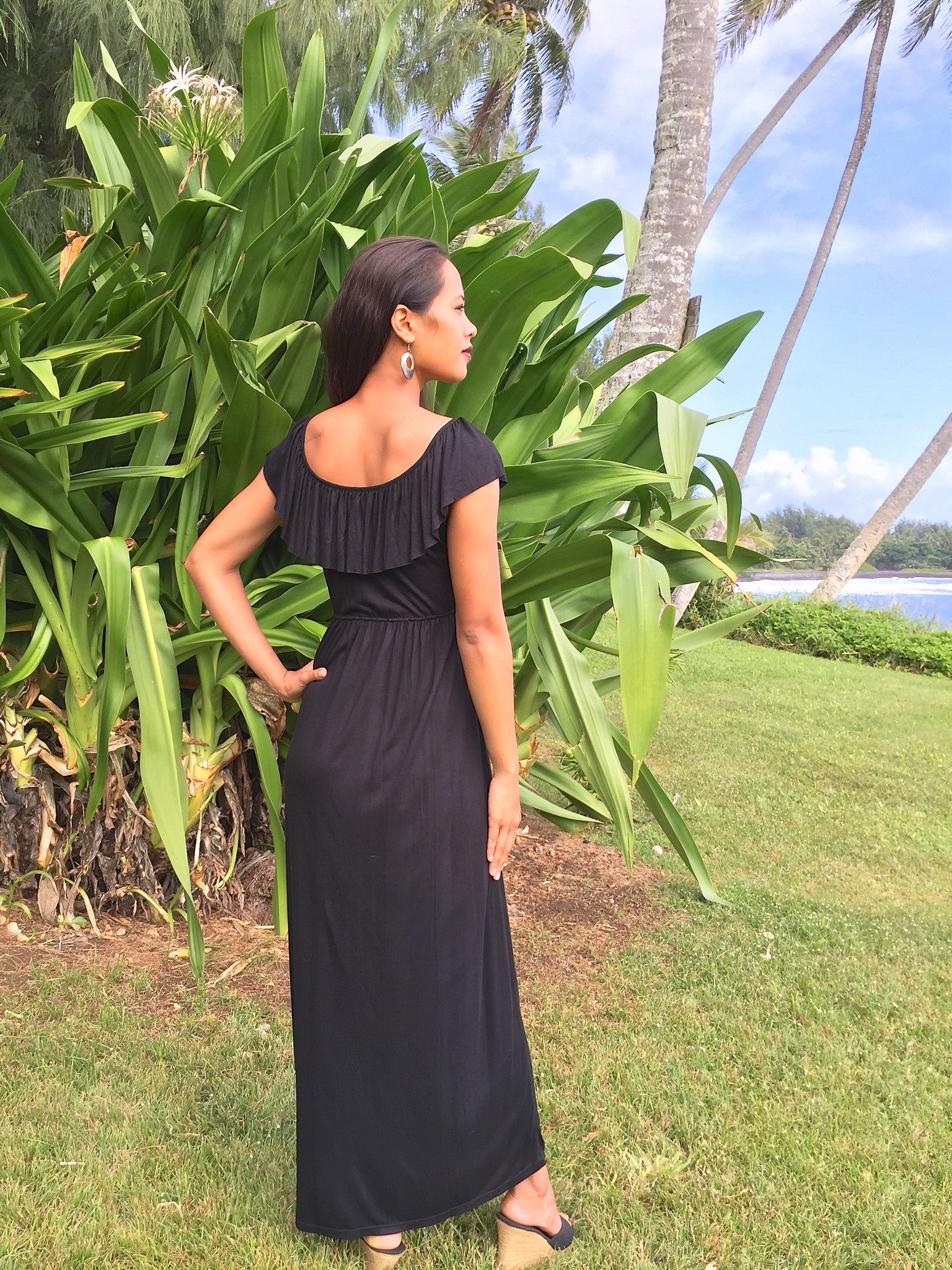 ~~~DISCOUNTED!!! 50% OFF ~~~ SHOULDER RUFFLE TOP DRESS