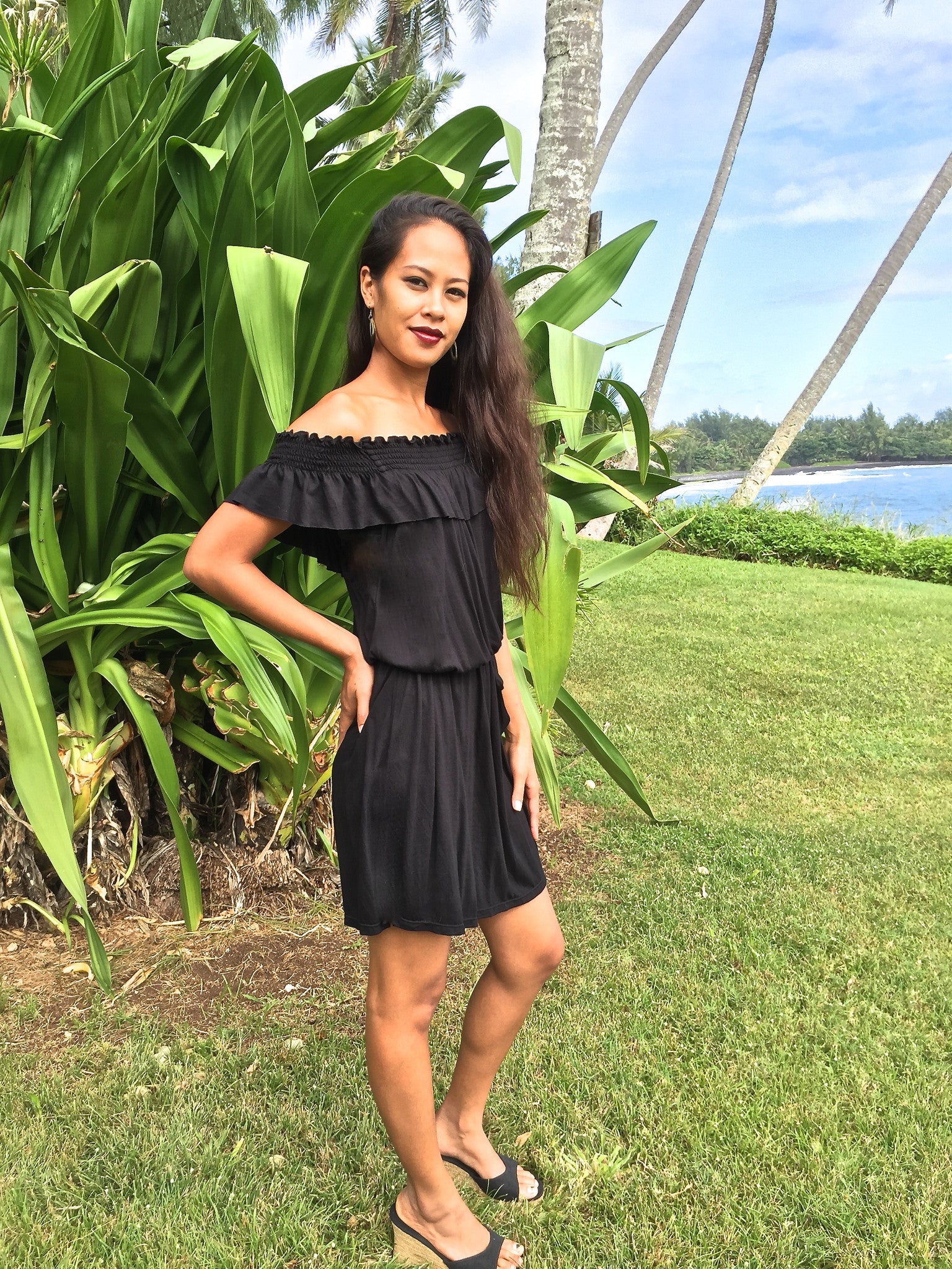 ~~~DISCOUNTED!!! 50% OFF ~~~ ARM RUFFLE WAIST TIE MINI DRESS