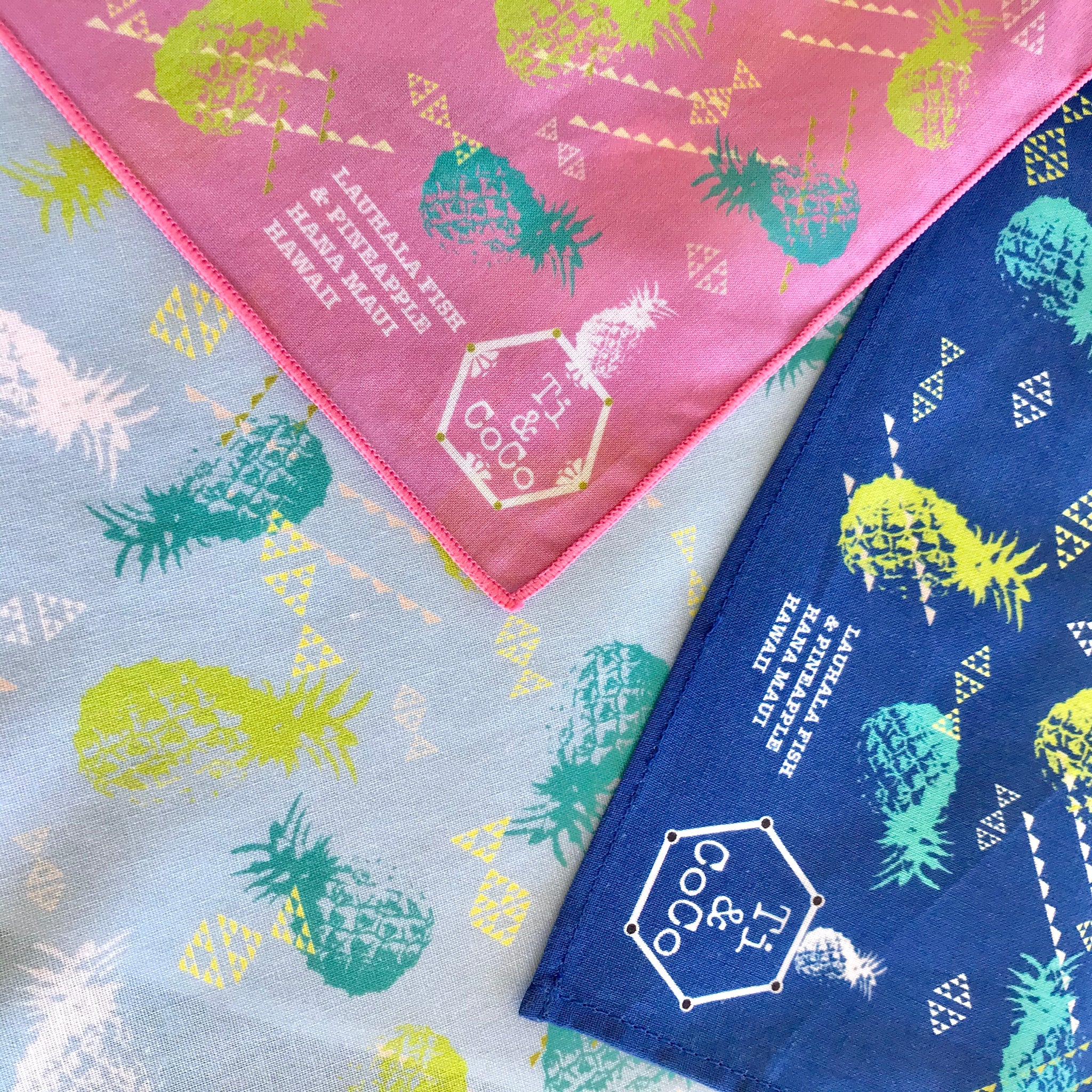 PINEAPPLE & LAUHALA FISH Organic Cotton Bandana in Ocean Blue
