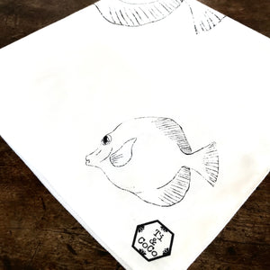 MONO TONE FISH Organic Cotton Bandana in White