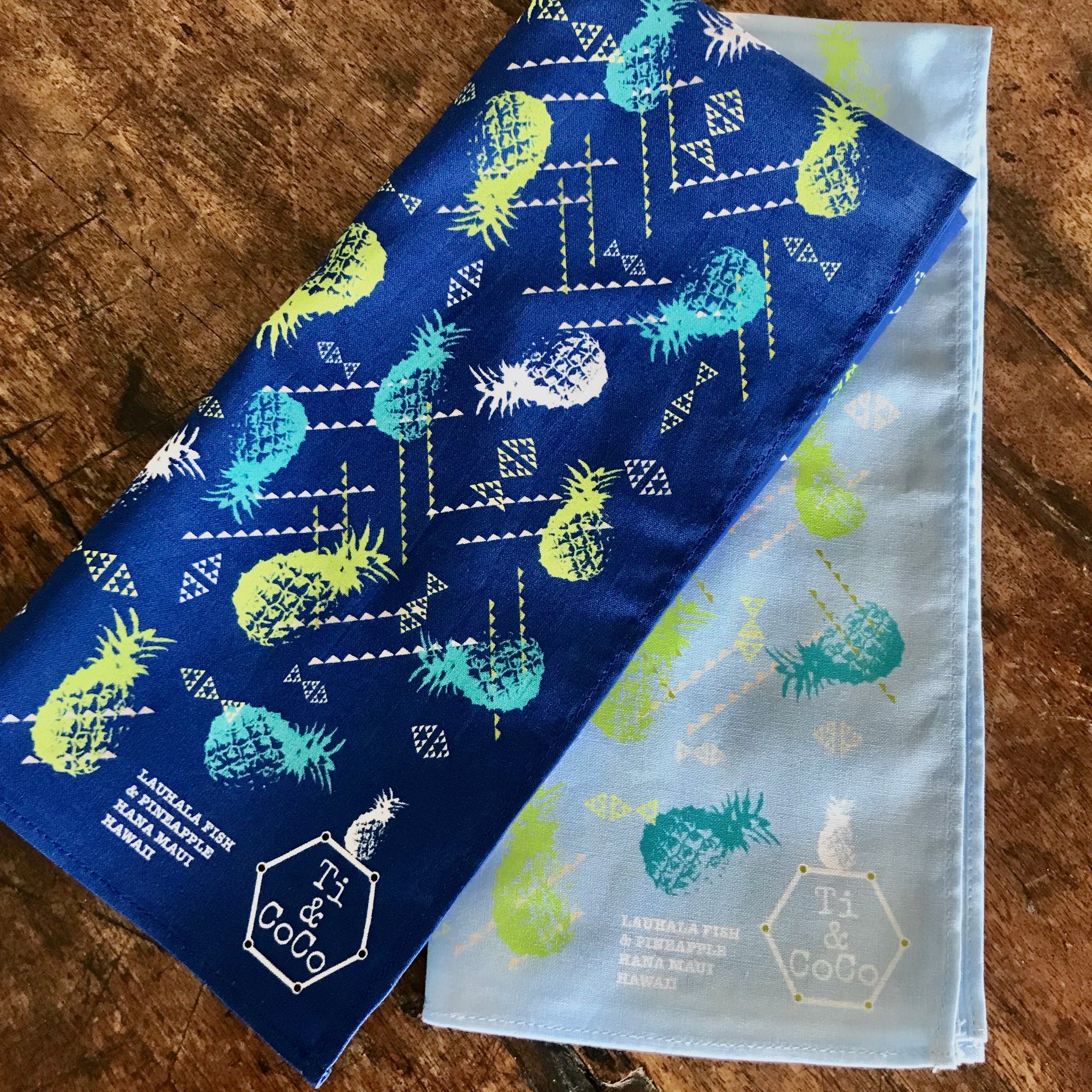 PINEAPPLE & LAUHALA FISH Organic Cotton Bandana in Ocean Blue