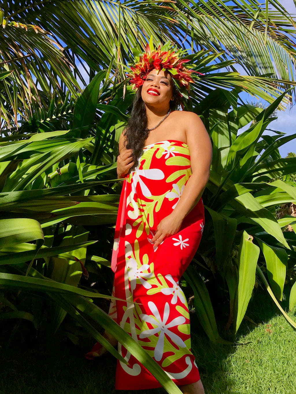 ECO BAMBOO PAREO - FAIRY TIARE Red - FULL SIZE