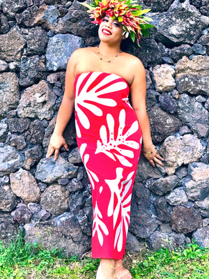 ECO BAMBOO PAREO - KUKUI Hawaiiana Red - FULL SIZE